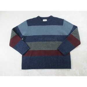 VINTAGE American Eagle‎ Sweater Mens Extra Large Blue Striped Knit Lambswool